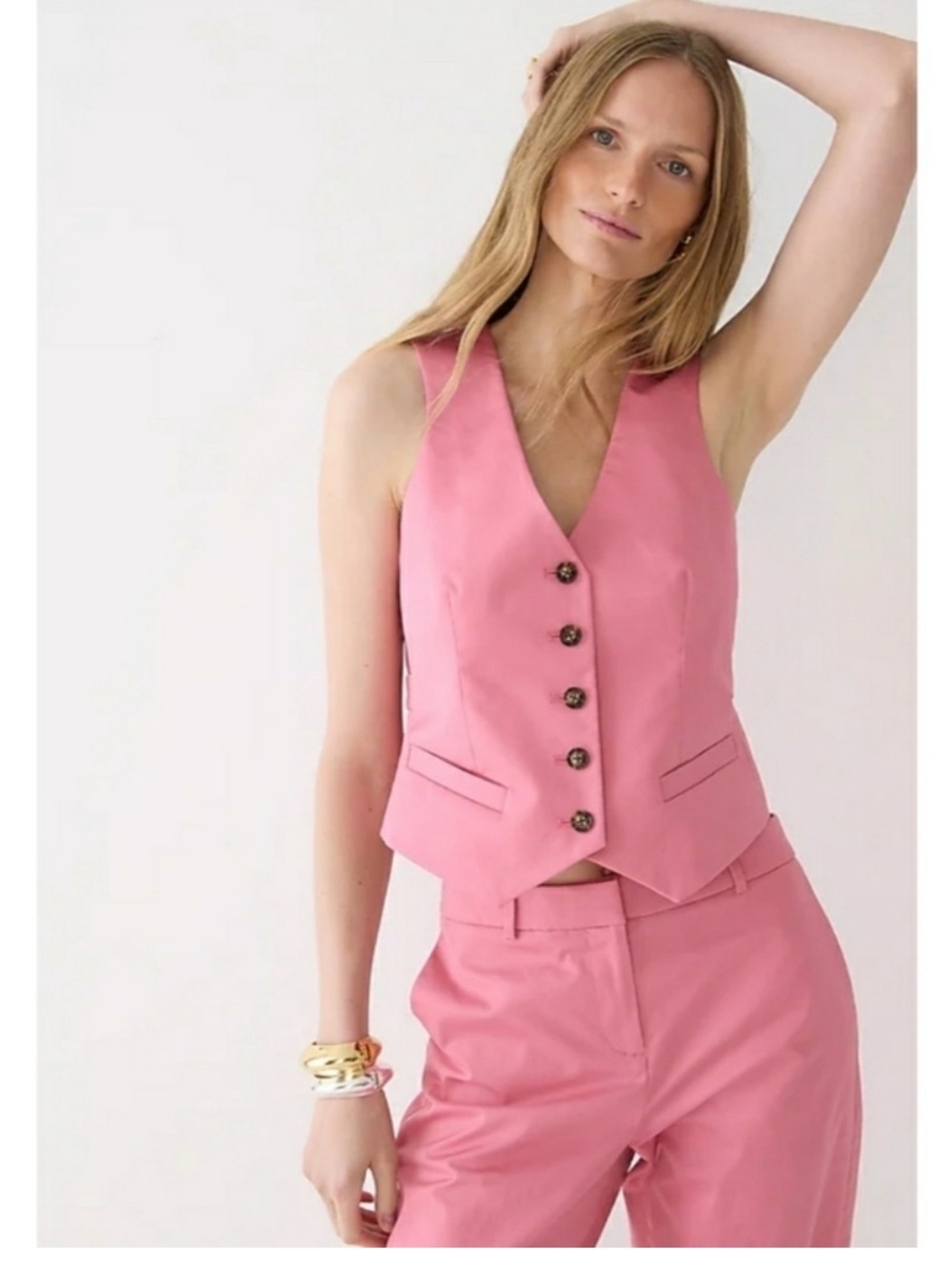 J. Crew Pink Tailored Vest